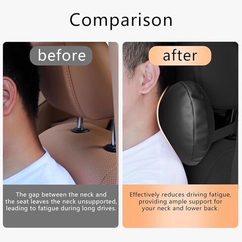 Luxury Nappa Leather Headrest Pillows,Softness Car Headrest Pillow with Adjustable Strap, Breathable Removable Cover & Ergonomic Design Compatible for All Trucks,SUV and Cars in Kuwait