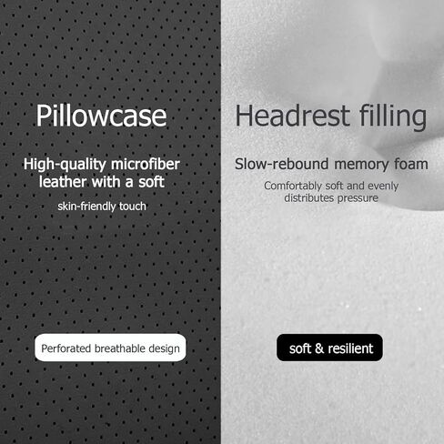 Luxury Nappa Leather Headrest Pillows,Softness Car Headrest Pillow with Adjustable Strap, Breathable Removable Cover & Ergonomic Design Compatible for All Trucks,SUV and Cars in Kuwait