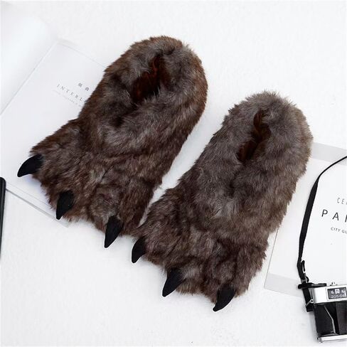 Animal Paw Slippers Plush Warm Home Slippers Bear Slippers for Adults Stuffed Furry Animal Monster Claw Paw in Saudi Arabia