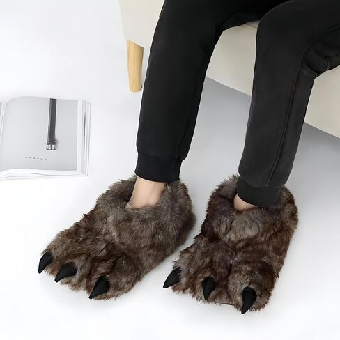 Animal Paw Slippers Plush Warm Home Slippers Bear Slippers for Adults Stuffed Furry Animal Monster Claw Paw in Saudi Arabia
