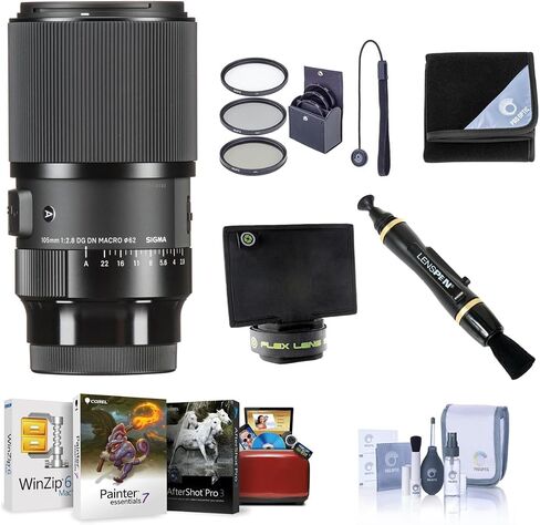 عدسة ماكرو سيجما 105 ملم f/2.8 DG DN Art Macro لهاتف Sony E، حزمة مع مجموعة برامج Mac، مجموعة مرشح 62 مم، غلاف العدسة، ظل العدسة، منظف، مجموعة تنظيف، حبل غطاء العدسة in Saudi Arabia