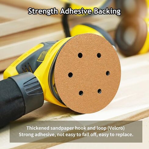 6 Inch Sanding Discs Hook and Loop 600 Grit, 6 Hole Sand Paper Disc for Random Orbital Sander, Gold Random Orbital Sandpaper Pads (50-Pack) in Saudi Arabia