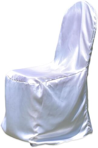 Sparkles Make It Special Leading Linens 10 pc Satin Banquet Chair Covers - Wedding Reception Banquet Party Restaurant - White in Saudi Arabia