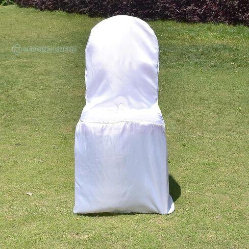 Sparkles Make It Special Leading Linens 10 pc Satin Banquet Chair Covers - Wedding Reception Banquet Party Restaurant - White in Saudi Arabia