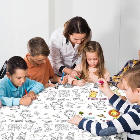 Avezano 2 pcs Thanksgiving Coloring Posters for Kids Thanksgiving Coloring Tablecloth Large Fall Thanksgiving Paper Coloring Tablecloth Turkey Pumpkin Fall Coloring Poster 72x30 inch in Saudi Arabia