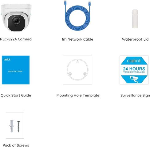 REOLINK 4K PoE Security Camera System, Dome Surveillance IP Camera with 2.8 mm, 94° FoV, 3X Optical Zoom & 25FPS Video, Indoor Outdoor Home Security Camera, Human/Vehicle/Pet Detection, RLC-822A in Saudi Arabia