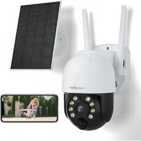 FOSCAM 4MP Security Cameras Wireless Outdoor, Solar Powered Security Camera, PIR Detection, AI Human/Vehicle Detection, Color Night Vision, 120dB Siren