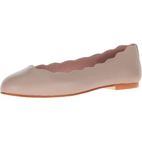 French Sole Jigsaw - Flats for Women - Leather Lining - Rubber Outsole - Scalloped Topline - Rounded Toe Taupe Nappa 9 M