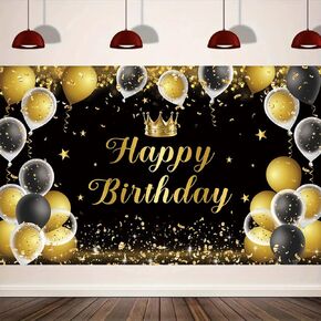 Pink and Black Happy Birthday Backdrop Pink Glitter Balloon Birthday Party Backdrop for Women and Girls Happy Birthday Party Decorations Baby Shower Photography Background(Pink)