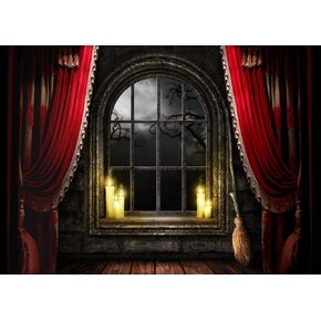 7X5FT Halloween Backdrop Red Halloween Photo Backdrop Scary Haunted House Background Halloween Party Decoration Banner F82
