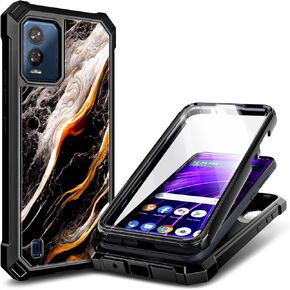 Designed for BLU View Speed 5G Case with [Built-in Screen Protector], Full-Body Protective Shockproof Rugged Bumper Cover Case for BLU View Speed 5G B1550VL (Aqua/Purple)
