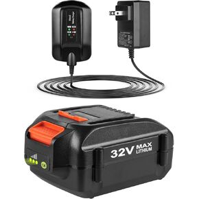 32V 3.5Ah Battery for Worx 32V and Charger for Worx WA3537 WA3740 Lithium-ion Batteries