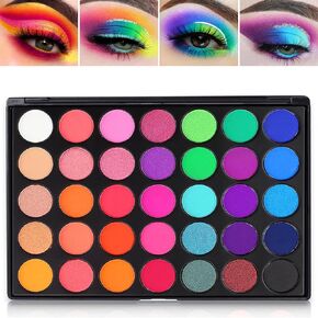 DE'LANCI Rainbow Eyeshadow Palette, Professional 35 Bright Colors Matte Shimmer Eyeshadow Makeup Pallete - Long lasting and Highly Pigment Silky Powder Eye Shadow Make up Kit,Cruelty- Free #35E