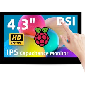 5 Inch Raspberry Pi Touchscreen, 800x480 DSI IPS LCD Display, 5-Point Touch Capacitive Screen, Monitor for Raspberry Pi 5/4B/3B+/3B/B+/A+, Driver-Free