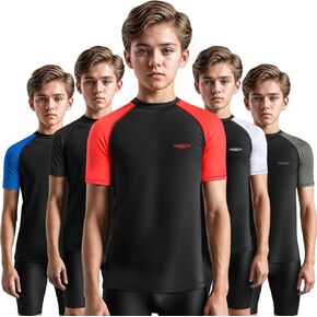 Exxact Sports Kids BJJ Rash Guard Short Sleeve, Ranked Compression No Gi Jiu Jitsu Rash Guard Kids for MMA and Wrestling
