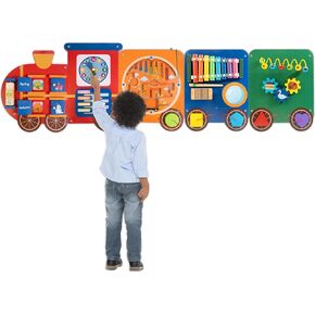 Train Activity Wall Busy Board Panels | 11-in-1 Wooden Sensory Wall Panel for Kids, Toddler Montessori Learning Activity Center, Perfect for Toddler Playroom, Children's Daycare, Dentist Office