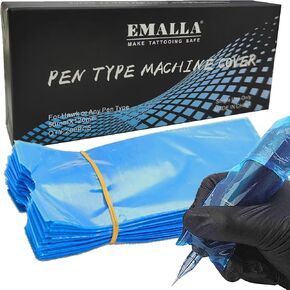 Pen Covers with Grip Tape Wraps - NAQASE 200pcs Machine Pen Covers Pen Bags Pen Sleeves Covers Wrap and 4pcs Bandages Elastic Grip Tape Wraps