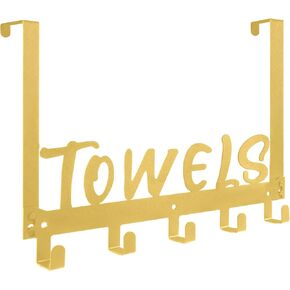 Over The Door Hook, Towel Holder Towel Hook for Bathroom, Towel Hanger Door Rack with 5 Coat Hooks, Over The Door Hanger Towel Rack for Bathroom, Bedroom Towels Coats
