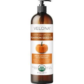 velona Pumpkin Seed Oil USDA Certified Organic - 8 oz | 100% Pure and Natural Carrier Oil | Unrefined, Cold Pressed | Cooking, Face, Hair, Body & Skin Care | Use Today - Enjoy Results
