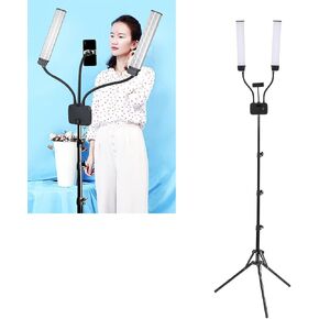 Double Arms LED Video Light, Dual Arm LED Fill Light, 45W LED Video Light Portable with Phone Holder for Travel, Live Streaming, Outdoor Shooting, and Makeup. Adjustable Lighting