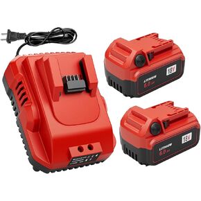 2Pack 6.0Ah 18V Battery Replacement for Milwaukee M-18 Battery and 18V Battery Charger Set,Compatible with 48-11-1850 48-11-1852 48-11-1830 48-1840 Lithium Ion Battery Cordless Power Tool