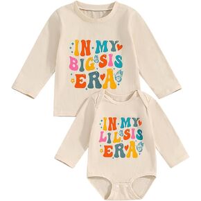 Canis Big Sister Little Sister Matching Outfit Shirt Set in My Big/Lil Sis Era Long Sleeve T-shirt and Bodysuit