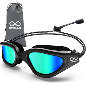 Swim Goggles, Polarized Adult Swimming Goggles Bungee Strap No Hair Pulling Anti-fog Anti UV No Leak Pool Clear Vision Goggles for Men Women