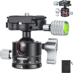 INNOREL C28 Low Profile Tripod Ball Head Universal 360 Panoramic Metal BallHead for DSLR Camera Tripod Monopod Camcorder Slider with Arca Swiss Plate 28mm Ball with 1/4" to 3/8" Screw Load 11.0lb/5kg