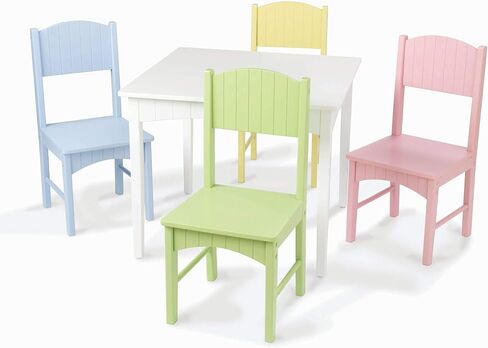 طقم طاولة خشبية للأطفال من KidKraft Nantucket و4 كراسي بتفاصيل مزخرفة باللون الباستيل in Kuwait