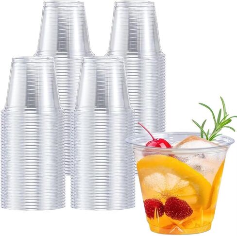 Lamosi 9 Oz Clear Plastic Cups, 50 Count Disposable Plastic Drinking Cups, PET Plastic Party Cups for Cocktail, Wine, Juice, Iced Coffee, Cold Drinks in Saudi Arabia
