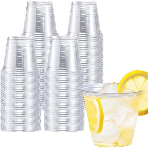 Lamosi 9 Oz Clear Plastic Cups, 50 Count Disposable Plastic Drinking Cups, PET Plastic Party Cups for Cocktail, Wine, Juice, Iced Coffee, Cold Drinks in Saudi Arabia