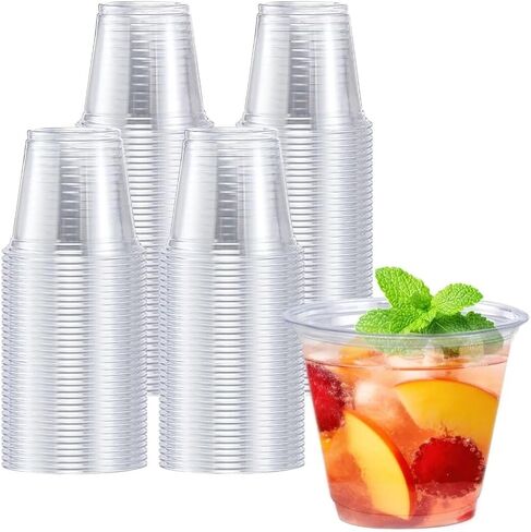 Lamosi 9 Oz Clear Plastic Cups, 50 Count Disposable Plastic Drinking Cups, PET Plastic Party Cups for Cocktail, Wine, Juice, Iced Coffee, Cold Drinks in Saudi Arabia