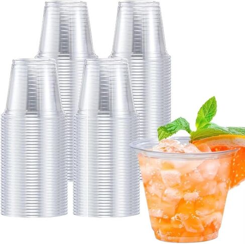 Lamosi 9 Oz Clear Plastic Cups, 50 Count Disposable Plastic Drinking Cups, PET Plastic Party Cups for Cocktail, Wine, Juice, Iced Coffee, Cold Drinks in Saudi Arabia