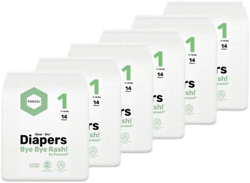 Parasol Clear+Dry Disposable Diapers | RashShield Protection, Leakproof Design, Hypoallergenic | Size 3, (16-28 lbs) 60 Count in Saudi Arabia