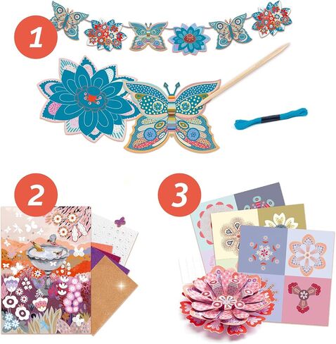 DJECO LGA Multi-Activity Craft Kit - Arts & Craft for Kids - Fun & Creative Activity for Family & Friends - Educational Coloring Art for Children 6+ Years Girls & Boys - The Flower Garden in Saudi Arabia