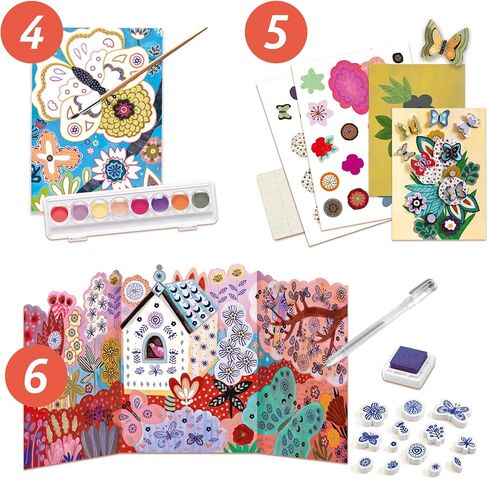 DJECO LGA Multi-Activity Craft Kit - Arts & Craft for Kids - Fun & Creative Activity for Family & Friends - Educational Coloring Art for Children 6+ Years Girls & Boys - The Flower Garden in Saudi Arabia