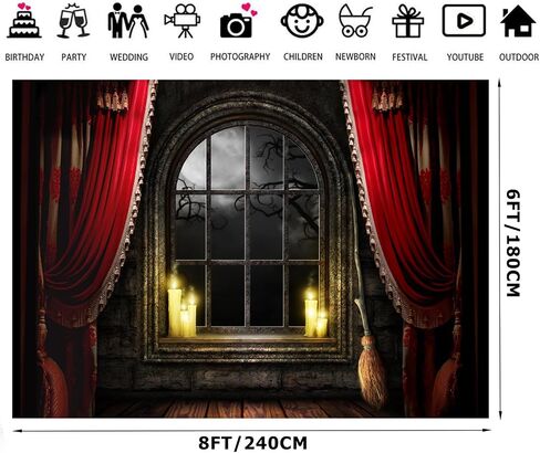 7X5FT Halloween Backdrop Red Halloween Photo Backdrop Scary Haunted House Background Halloween Party Decoration Banner F82 in Saudi Arabia