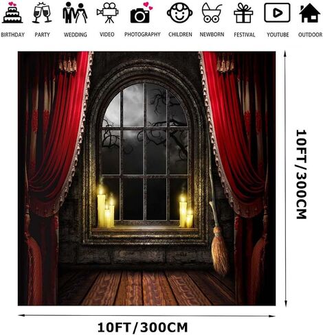 7X5FT Halloween Backdrop Red Halloween Photo Backdrop Scary Haunted House Background Halloween Party Decoration Banner F82 in Saudi Arabia