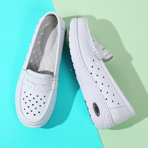 Women's Air-Cushion Orthopedic Slip-On Nurse Shoes Fashion Round-Toe Wedge Heel Thick-Soled Comfortable Arch Support Walking Loafers in Saudi Arabia
