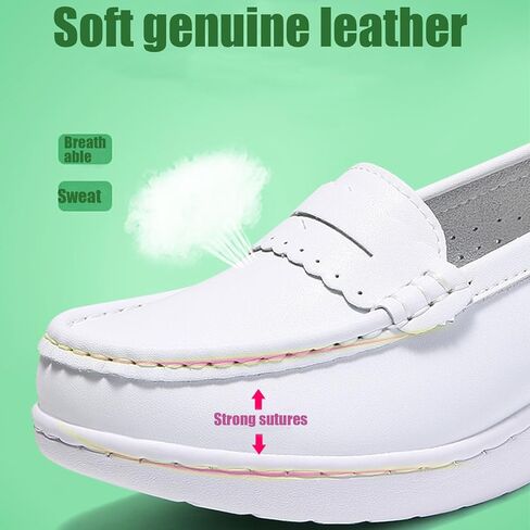Women's Air-Cushion Orthopedic Slip-On Nurse Shoes Fashion Round-Toe Wedge Heel Thick-Soled Comfortable Arch Support Walking Loafers in Kuwait