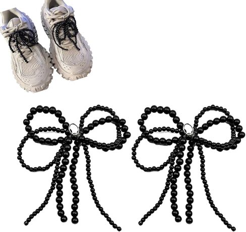 LIU JUN 2 قطعة من سحر الأحذية على شكل قوس اللؤلؤ للأحذية الرياضية، سحر الديكور للأحذية الرسمية مشبك اللؤلؤ مطرز بسلسلة DIY حذاء من الدانتيل إكسسوارات رياضية للنساء مجوهرات in Kuwait