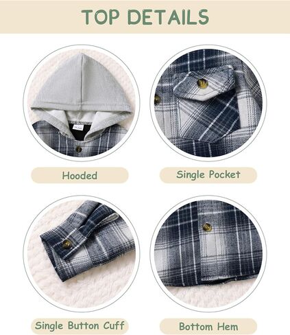 ZOEREA Toddler Baby Boys Clothes Hoodie Jeans Outfits Set 2-6T | Plaid Button Down Tops, Cotton Blend, Comfortable, Cute 2 Piece in Saudi Arabia