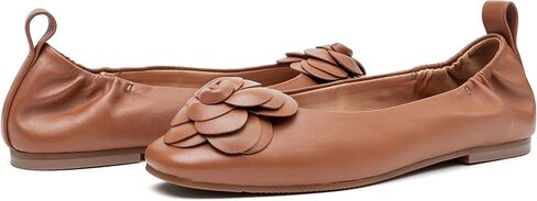 Linea Paolo - Nina - Womens Soft Slip on Ruched Leather Floral Ballet Flat in Saudi Arabia