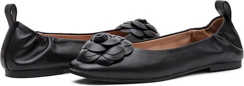 Linea Paolo - Nina - Womens Soft Slip on Ruched Leather Floral Ballet Flat in Saudi Arabia