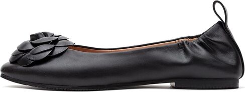 Linea Paolo - Nina - Womens Soft Slip on Ruched Leather Floral Ballet Flat in Saudi Arabia