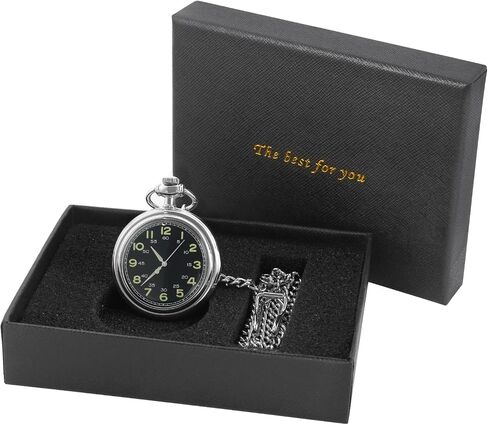 Uncovered Gold Black Mechanical Pocket Watch, Arabic Numeral Dial Men's Mechanical Pocket Watch, Mechanical Pocket Watch Thin Back Cover and Chain in Kuwait