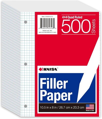 KAISA Notebook Paper 500 Sheets 8x10.5 College Ruled Loose Leaf Paper Lined Paper College Ruled Paper Filler Paper for 3-Ring Binder Paper 3-Hole Punched Notebook Paper(500sheets College Ruled Paper) in Saudi Arabia