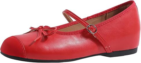 Women'S Leather Bow Square Toe flats Casual Mary Jane, Comfortable Soft Sole Adjustable Dress Walking Shoes,Suitable for Casual Walking Work in Saudi Arabia