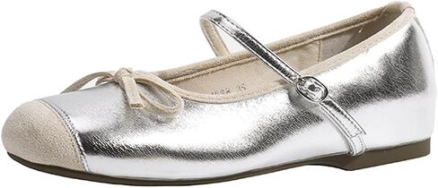 Women'S Leather Bow Square Toe flats Casual Mary Jane, Comfortable Soft Sole Adjustable Dress Walking Shoes,Suitable for Casual Walking Work in Saudi Arabia
