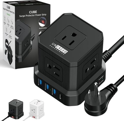 Wireless Charger Cube Power Strip with USB Ports, Power Strips with Surge Protection, 10ft Extension Cord with Multiple Outlets, 4 AC Plugs + 3 USB + 1 USB-C Fast Charging, Mountable On/Off Switch in Saudi Arabia